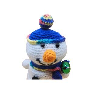 Hand Crocheted Amigurumi Snowman Figure Statuette Trinket Box Storage 9 Inches
